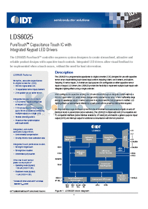 LDS6025 datasheet - PureTouch Capacitance Touch IC with Integrated Keypad LED Drivers