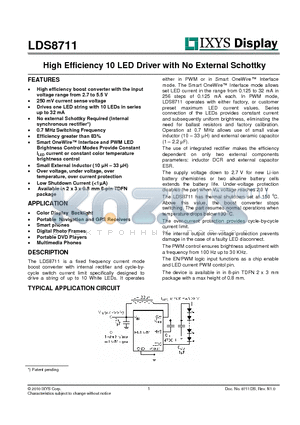 LDS8711 datasheet - High Efficiency 10 LED Driver with No External Schottky