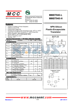 MMBT945-H datasheet - NPN Silicon Plastic-Encapsulate Transistor