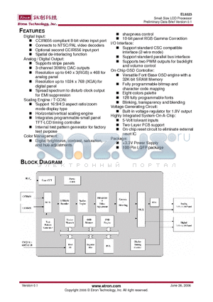 EL8323 datasheet - Small Size LCD Processor