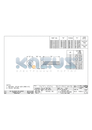 NSS-4-01 datasheet - NYLON SCREWS