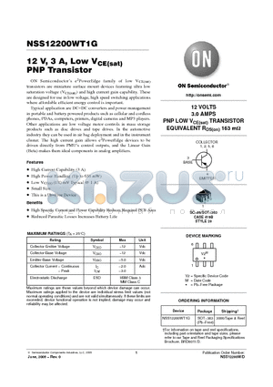NSS12200WT1G datasheet - 12 V, 3 A, Low VCE(sat) PNP Transistor