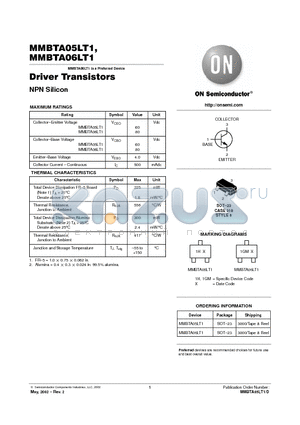 MMBTA05LT1 datasheet - Driver Transistors(NPN Silicon)