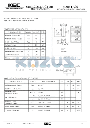 MMBTA06 datasheet - EPITAXIAL PLANAR NPN TRANSISTOR (DRIVER STAGE AMPLIFIER, VOLTAGE AMPLIFIER)