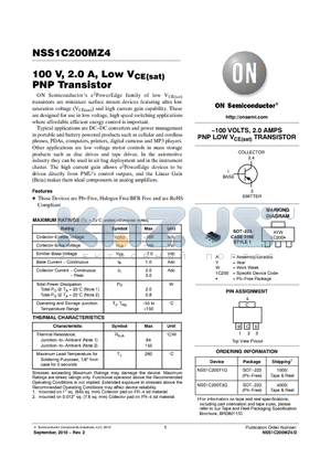 NSS1C200MZ4_10 datasheet - 100 V, 2.0 A, Low VCE(sat) PNP Transistor