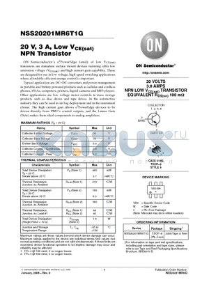 NSS20201MR6T1G_06 datasheet - 20 V, 3 A, Low VCE(sat) NPN Transistor