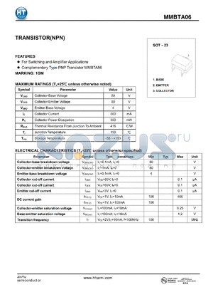 MMBTA06 datasheet - TRANSISTOR(NPN)