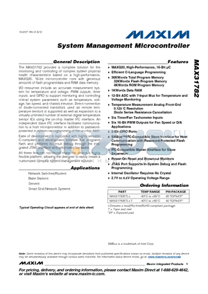 MAX31782ETL+ datasheet - System Management Microcontroller