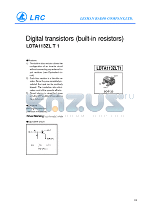 LDTA113ZLT1 datasheet - Digital transistors (built-in resistors)