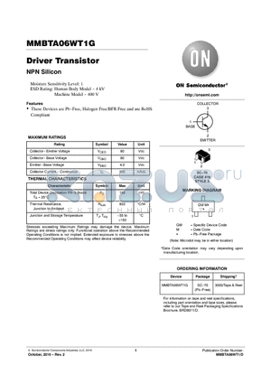 MMBTA06WT1G datasheet - Driver Transistor