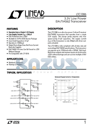 LTC1386CS datasheet - 3.3V Low Power EIA/TIA562 Transceiver