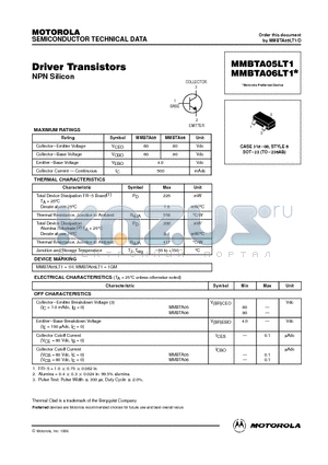 MMBTA06LT1 datasheet - Driver Transistors