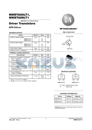 MMBTA06LT1 datasheet - Driver Transistors(NPN Silicon)