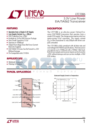 LTC1386_1 datasheet - 3.3V Low Power EIA/TIA562 Transceiver