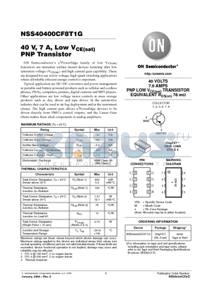 NSS40400CF8T1G datasheet - 40 V, 7 A, Low VCE(sat) PNP Transistor
