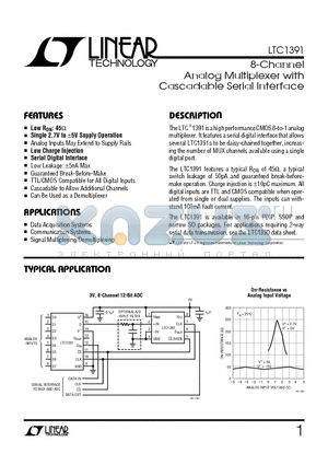 LTC1391IGN datasheet - 8-Channel Analog Multiplexer with Cascadable Serial Interface