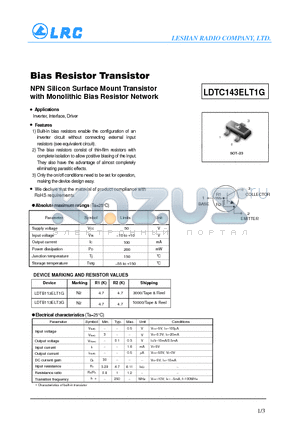 LDTC143ELT1G datasheet - Bias Resistor Transistor