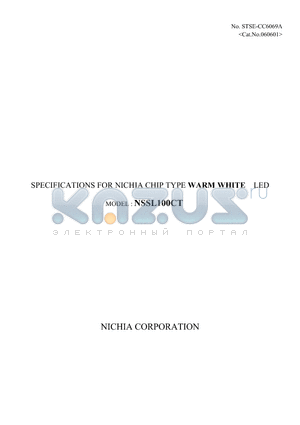 NSSL100C datasheet - SPECIFICATIONS FOR NICHIA CHIP TYPE WARM WHITE LED