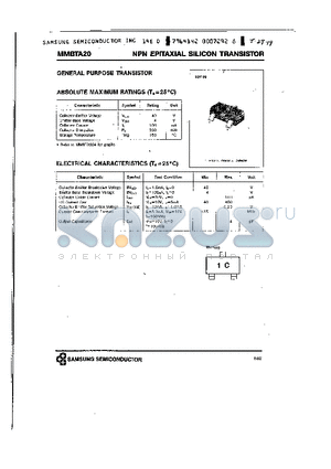 MMBTA20 datasheet - NPN (GENERAL POUPOSE TRANSISTOR)