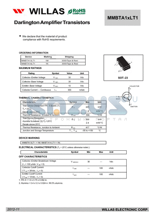 MMBTA1XLT1 datasheet - Darlington Amplifier Transistors