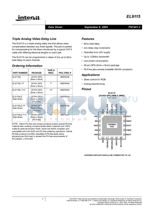 EL9115IL-T13 datasheet - Triple Analog Video Delay Line