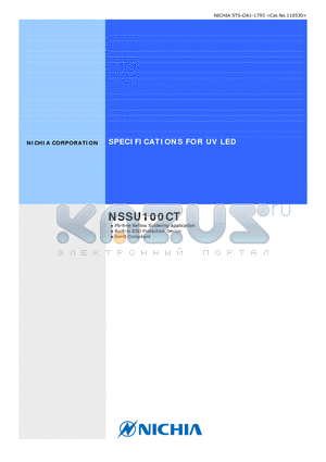 NSSU100C datasheet - SPECIFICATIONS FOR UV LED