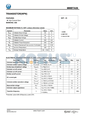 MMBTA28 datasheet - TRANSISTOR(NPN)