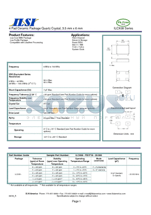 ILCX08 datasheet - 4 Pad Ceramic Package Quartz Crystal, 3.5 mm x 6 mm