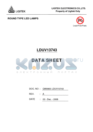 LDUV13743 datasheet - ROUND TYPE LED LAMPS