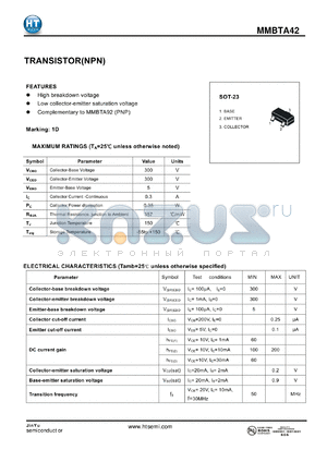 MMBTA42 datasheet - TRANSISTOR(NPN)