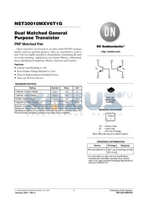 NST30010MXV6T1G datasheet - Dual Matched General Purpose Transistor