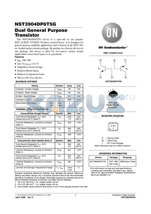 NST3904DP6T5G datasheet - Dual General Purpose Transistor