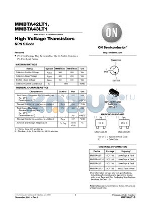 MMBTA42LT1G datasheet - High Voltage Transistors