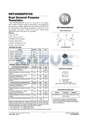 NST3906DP6T5G datasheet - Dual General Purpose Dual General Purpose