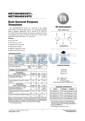 NST3904DXV6T1 datasheet - Dual General Purpose Transistor