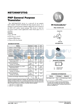 NST3906F3T5G datasheet - PNP General Purpose Transistor