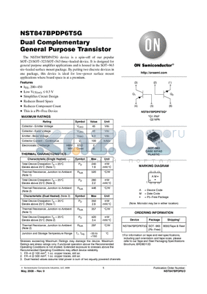 NST847BPDP6T5G datasheet - Dual Complementary General Purpose Transistor