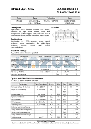 ELA-880-22X60-12-6 datasheet - Infrared LED - Array