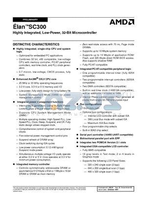 ELANSC300 datasheet - Highly Integrated, Low-Power, 32-Bit Microcontroller