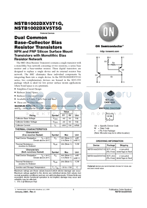 NSTB1002DXV5T5G datasheet - Dual Common Base−Collector Bias Resistor Transistors