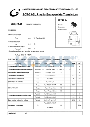 MMBTA44 datasheet - SOT-23-3L Plastic-Encapsulate Transistors