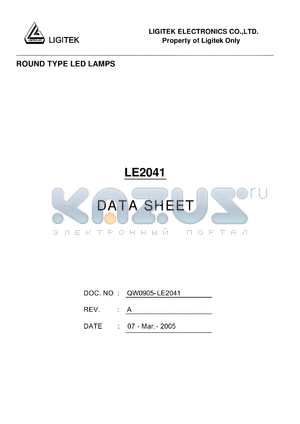 LE2041 datasheet - ROUND TYPE LED LAMPS