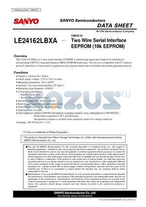 LE24162LBXA datasheet - Two Wire Serial Interface EEPROM (16k EEPROM)