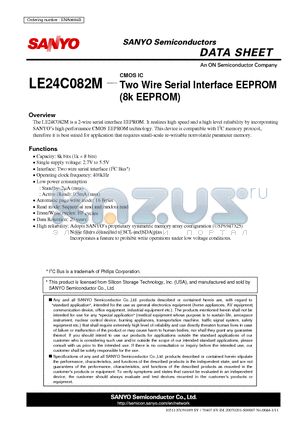LE24C082M datasheet - Two Wire Serial Interface EEPROM (8k EEPROM)