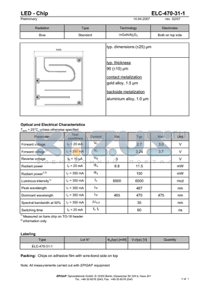 ELC-470-31-1 datasheet - LED - Chip