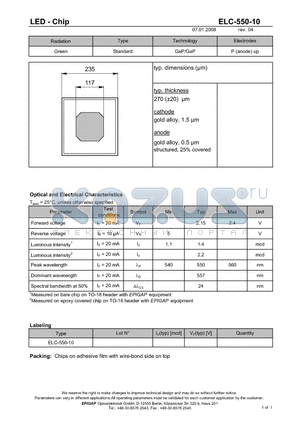 ELC-550-10 datasheet - LED - Chip