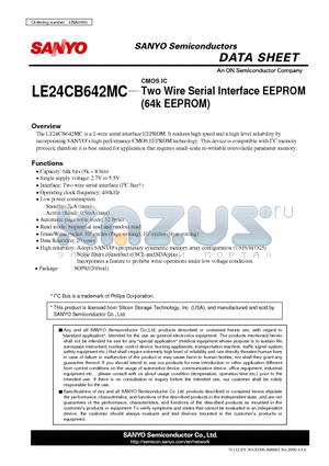 LE24CB642MC datasheet - Two Wire Serial Interface EEPROM(64k EEPROM)