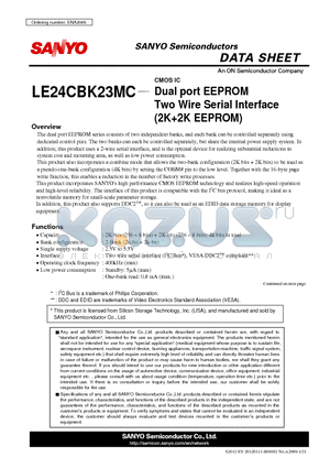 LE24CBK23MC datasheet - Dual port EEPROM Two Wire Serial Interface(2K2K EEPROM)