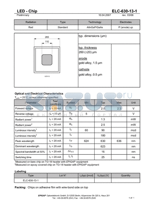 ELC-630-13-1 datasheet - LED - Chip