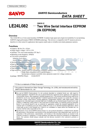 LE24L082 datasheet - CMOS IC Two Wire Serial Interface EEPROM (8k EEPROM)
